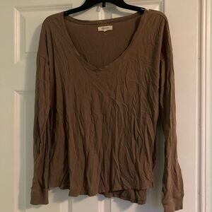 Madewell Long Sleeve Brown V-Neck